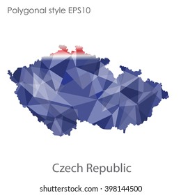 Czech Republic map in geometric polygonal style.Abstract gems triangle,modern design background.