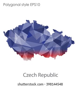 Czech Republic map in geometric polygonal style.Abstract gems triangle,modern design background.