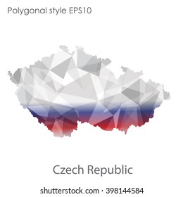 Czech Republic map in geometric polygonal style.Abstract gems triangle,modern design background.