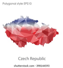 Czech Republic map in geometric polygonal style.Abstract gems triangle,modern design background.