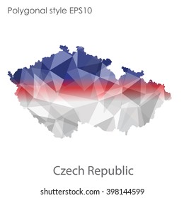 Czech Republic map in geometric polygonal style.Abstract gems triangle,modern design background.