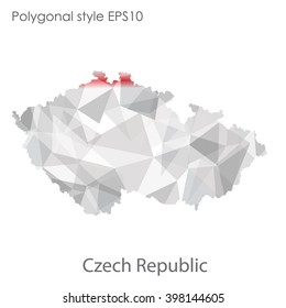 Czech Republic map in geometric polygonal style.Abstract gems triangle,modern design background.