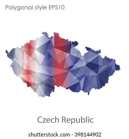 Czech Republic map in geometric polygonal style.Abstract gems triangle,modern design background.