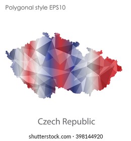 Czech Republic map in geometric polygonal style.Abstract gems triangle,modern design background.