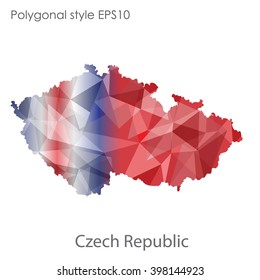Czech Republic map in geometric polygonal style.Abstract gems triangle,modern design background.