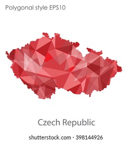 Czech Republic map in geometric polygonal style.Abstract gems triangle,modern design background.