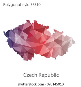 Czech Republic map in geometric polygonal style.Abstract gems triangle,modern design background.