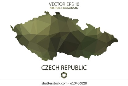 Czech Republic map in geometric polygonal military style.Abstract tessellation,modern design background. Vector illustration eps 10.