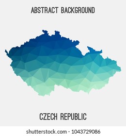 Czech Republic map in geometric polygonal,mosaic style.Abstract tessellation,modern design background,low poly. Geometric cover, mockup. Vector illustration.