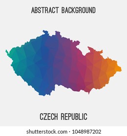 Czech Republic map in geometric polygonal,mosaic style.Abstract tessellation,modern design background,low poly. Geometric cover, mockup. Vector illustration.