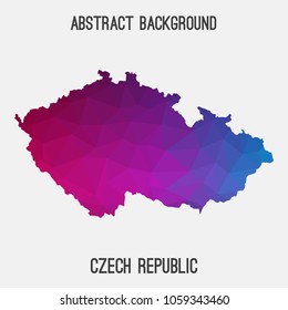 Czech Republic map in geometric polygonal,mosaic style.Abstract tessellation,modern design background,low poly. Geometric cover, mockup. Vector illustration.