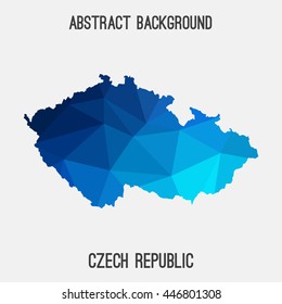 Czech Republic map in geometric polygonal,mosaic style.Abstract tessellation,modern design background. Vector illustration EPS8