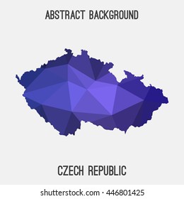 Czech Republic map in geometric polygonal,mosaic style.Abstract tessellation,modern design background. Vector illustration EPS8