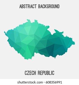 Czech Republic map in geometric polygonal,mosaic style.Abstract tessellation,modern design background,low poly. Vector illustration.