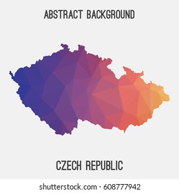 Czech Republic map in geometric polygonal,mosaic style.Abstract tessellation,modern design background,low poly. Vector illustration.