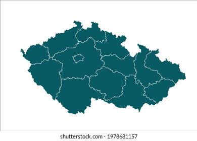 Czech Republic Map Green Color on White Backgound