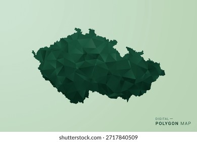 mapa de la república checa - Ilustración vectorial de estilo de polígono verde, diseño geométrico de bajo poli con silueta limpia sobre fondo verde suave.
