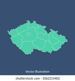 Czech Republic map - High detailed color map of Czech Republic. flat design style, clean and modern.Vector illustration eps 10