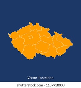 Czech Republic map - High detailed color map of Czech Republic. flat design style, clean and modern.Vector illustration eps 10