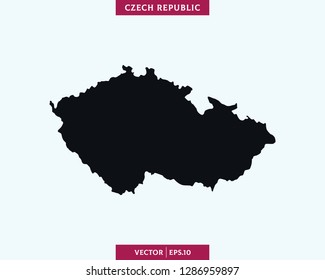Czech Republic Map. High Detailed Silhouette Map In Soft Background - Vector.