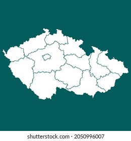 Czech Republic map High Detailed. white color. on green background. Abstract design vector illustration eps 10