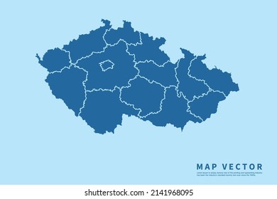 Mapa de la República Checa Alto Detallado sobre fondo azul del cielo. Resumen de la ilustración vectorial de diseño eps 10