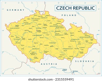 Czech Republic Map - highly detailed vector illustration