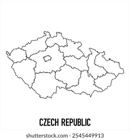 czech republic map icon isolated on white background. Outline map. Simple line icon. Vector illustration