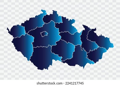 Czech Republic Map indigo Color on White Background quality files   png