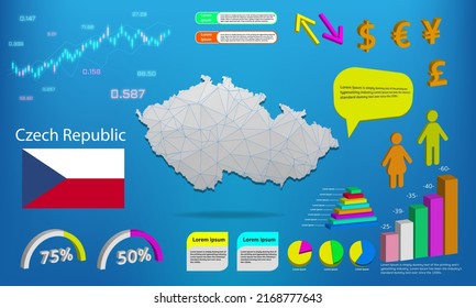 czech Republic map info graphics - charts, symbols, elements and icons collection. Detailed czech Republic map with High quality business infographic elements.