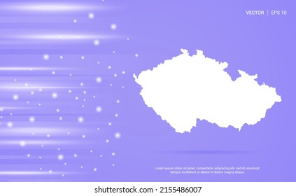Mapa de la República Checa aislado en un fondo morado. Ilustración vectorial.