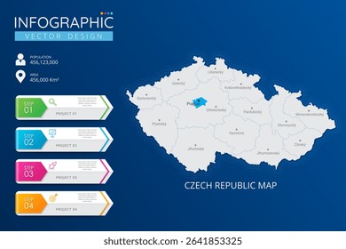 Czech Republic map with location pointer marks. High detailed country map with division, cities and capital infographic template. Vector illustration EPS10