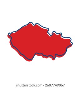 
czech republic map modern simple red