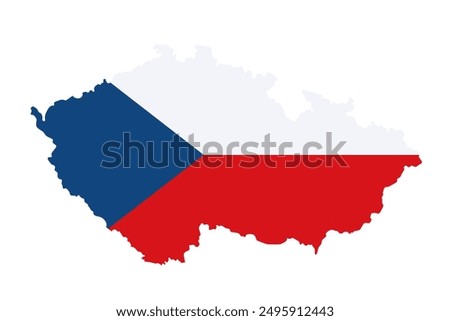 Czech Republic map of national flag colors isolated on white background. Country border, blank contour. Vector clipart for banner backdrop design, geographic, travel, czech events illustration.