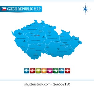 Czech Republic Map with Navigation Icons