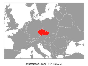 Czech Republic map on gray base 