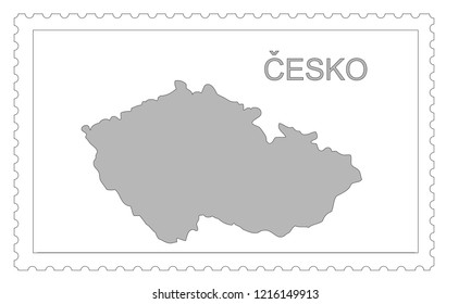 Czech Republic map on the postage stamp vector
