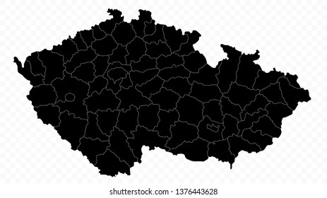 Czech Republic Map On Transparent Background - Detailed map of Czech Republic vector illustration - All elements are separated in editable layers clearly labeled.