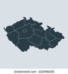 Czech Republic map on white background vector, Czech Republic Map Outline Shape Gray on White Vector Illustration, High detailed Gray illustration map Czech Republic.