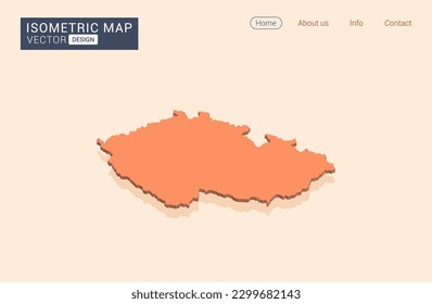 Czech Republic map orange with isometric vector.