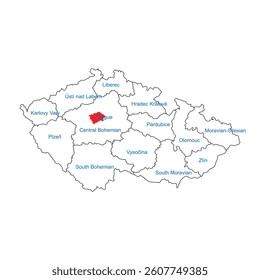 czech republic map outline blue