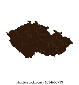 Czech Republic map outline on the white background. illustration