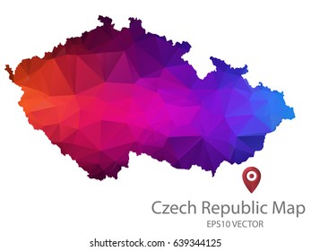 czech Republic map polygon colorful vector eps10