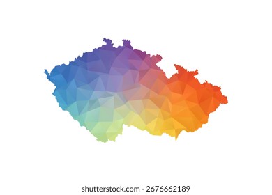 czech republic Map - Polygon Style Vector Illustration in Rainbow Gradient, Low Poly Multicolor Geometric Design, Isolated on White Background, Suitable for Reports, and Creative Projects.
