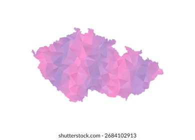 mapa de la república checa - Ilustración vectorial de estilo polígono en degradado rosa y púrpura, diseño geométrico de bajo poli, aislado sobre fondo blanco para infografías y Educación.