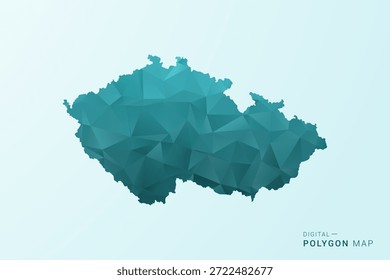 Karte der Tschechischen Republik - Polygon-Stil Vektorgrafik in blau-grün Low Poly geometrischen Design, moderne minimale Silhouette.