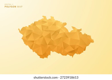 Karte der Tschechischen Republik - Polygon-Stil Vektorgrafik in gelb und orange Low-Poly-geometrisches Design, moderne minimale Silhouette, einzeln für Infografik.