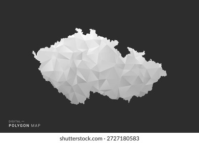 mapa de la república checa - Ilustración vectorial de estilo polígono en diseño geométrico de bajo poli negro, gris y blanco, silueta mínima, aislado para infografía.