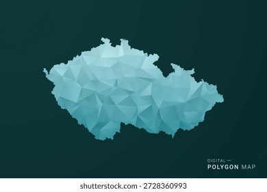 mapa de la república checa - Ilustración vectorial de estilo polígono en diseño geométrico de bajo poli verde y azul, silueta mínima limpia para infografía.