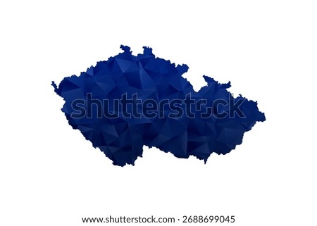 czech republic Map - Polygon Style Vector Illustration in Dark Blue Gradient, Low Poly Geometric Design, Isolated on White Background for Infographics and Education.